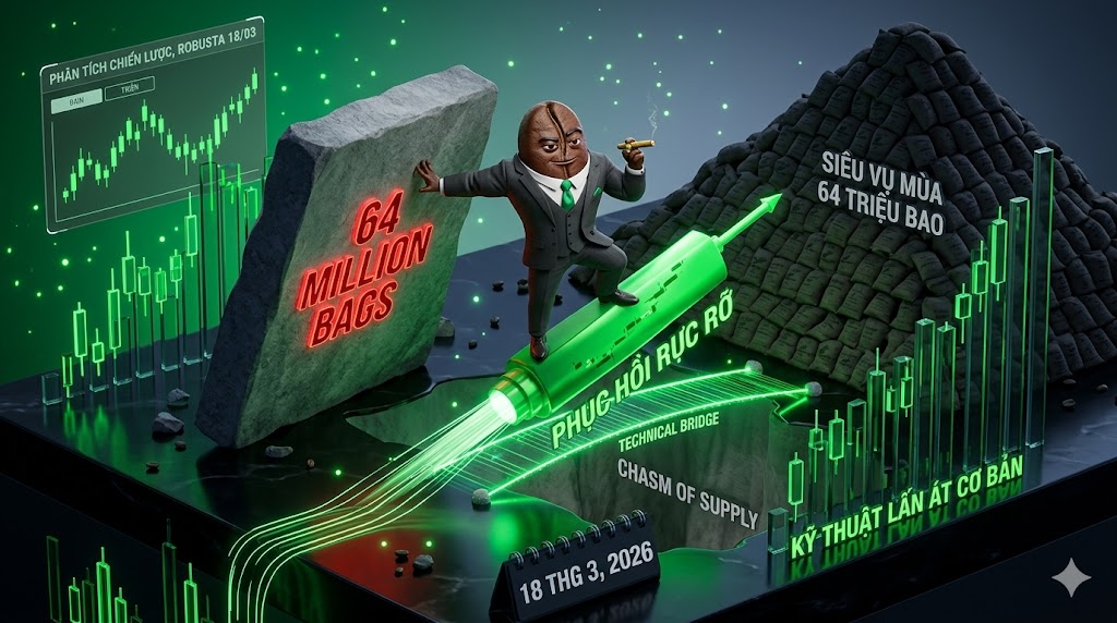 Cà phê phục hồi rực rỡ: Nhịp điều chỉnh kỹ thuật lấn át áp lực siêu vụ mùa 64 triệu bao